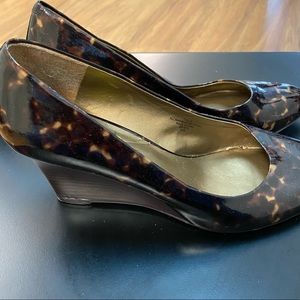 Black and Brown Short Wedge Heels